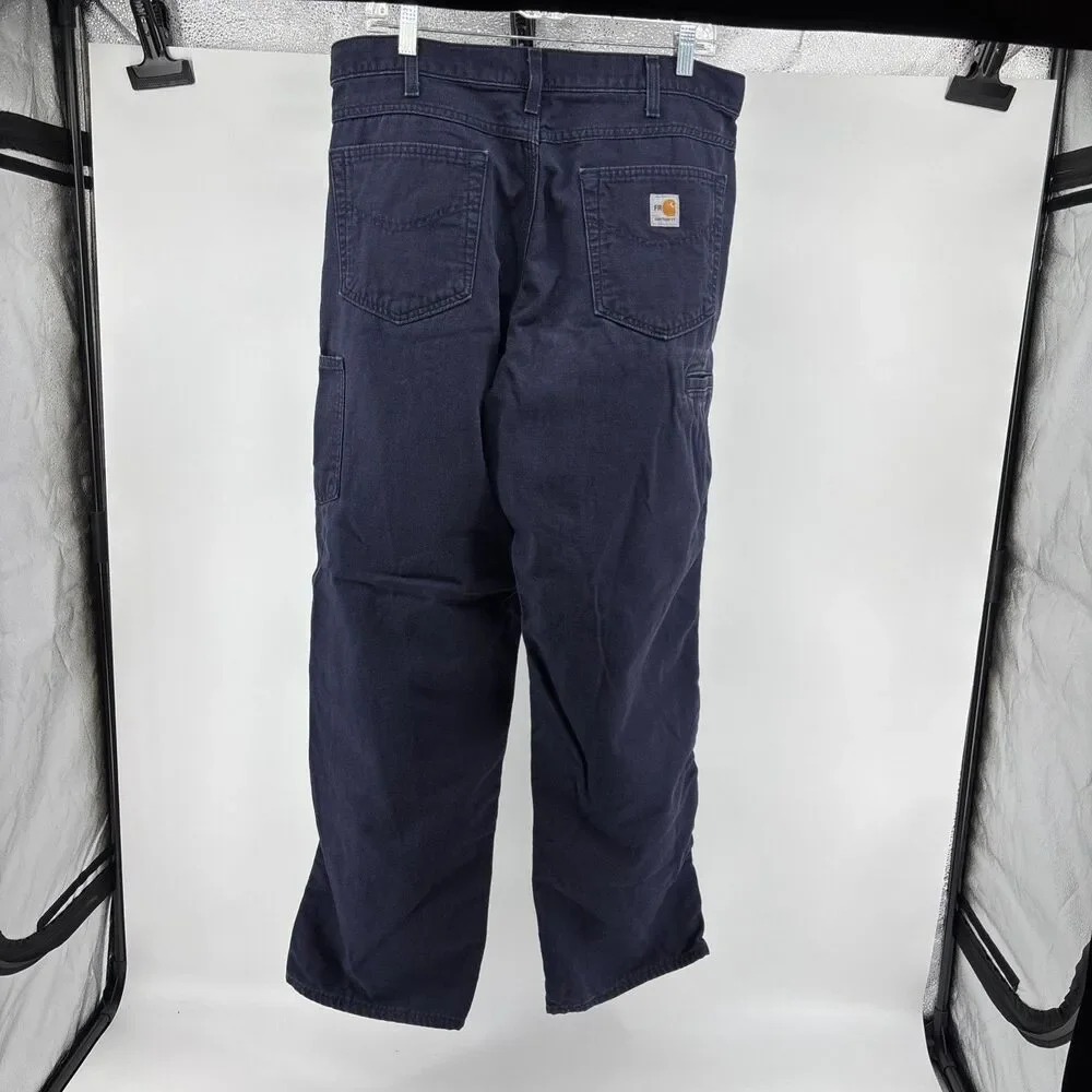 Carhartt Men's 35x32 Pants  Blue Canvas Original Fit  Fire resistant CAT2